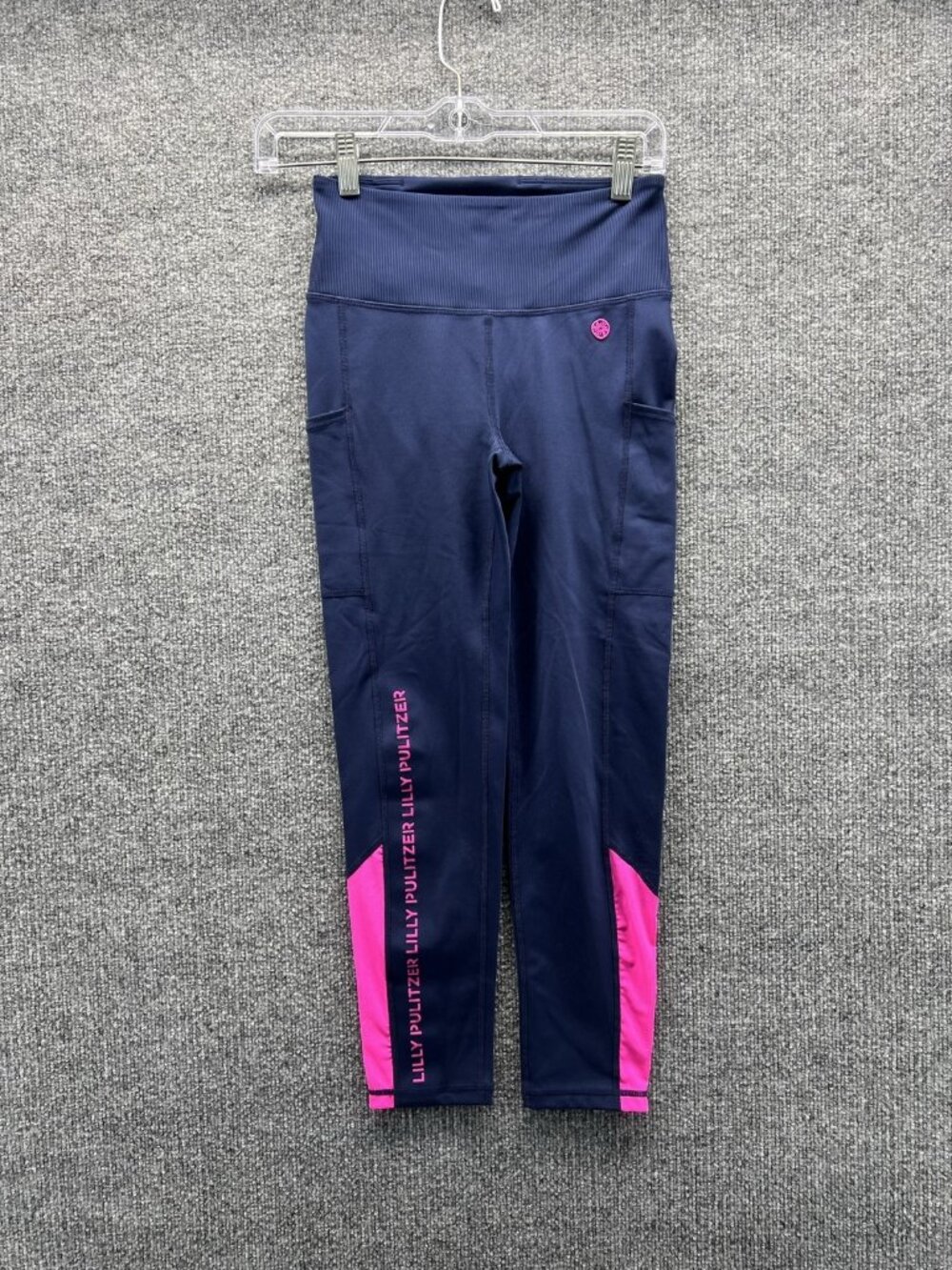 Lilly Pulitzer Leggings Womens XS Blue Luxletic High Waist Colorblock Athletic